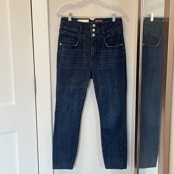 Anthropologie Pilcro High Rise Skinny Dark Blue Denim - Picture 1 of 8